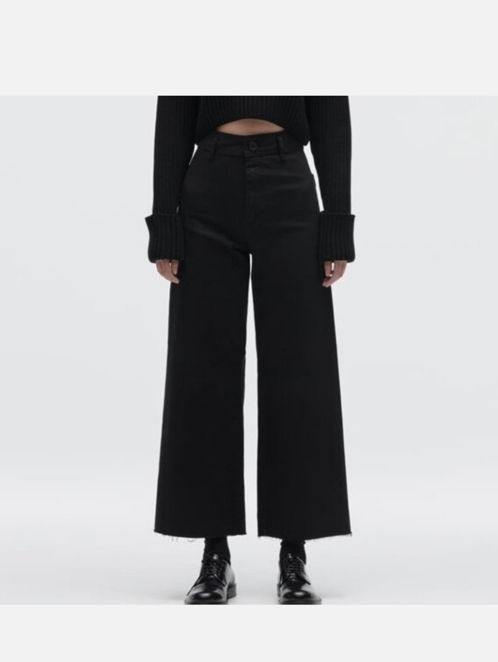 Zara Black Marine Higj Wasted Wide Leg Jeans